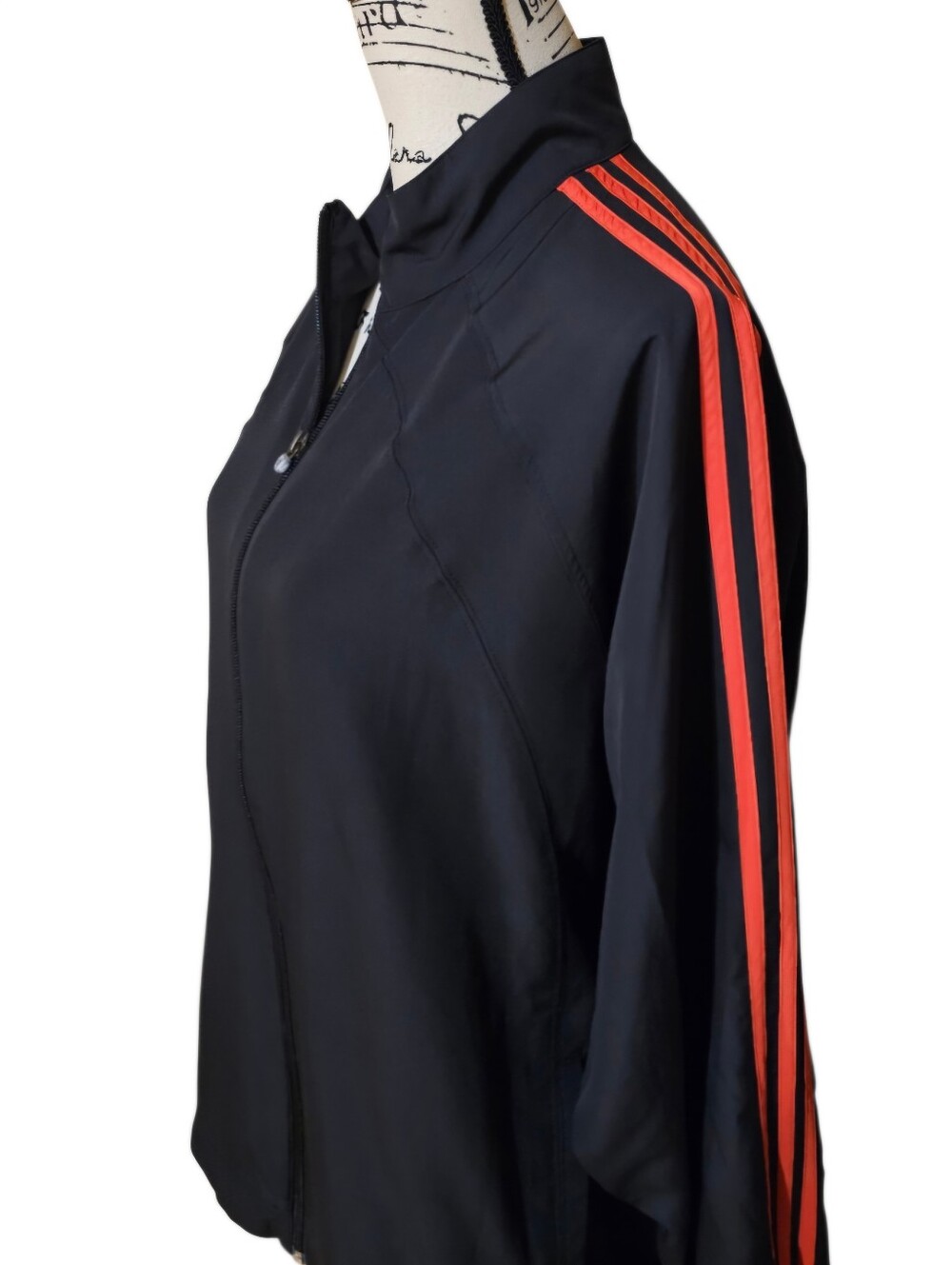Adidas Vintage Black Jacket with Dark Coral Stripes - Picture 4 of 9
